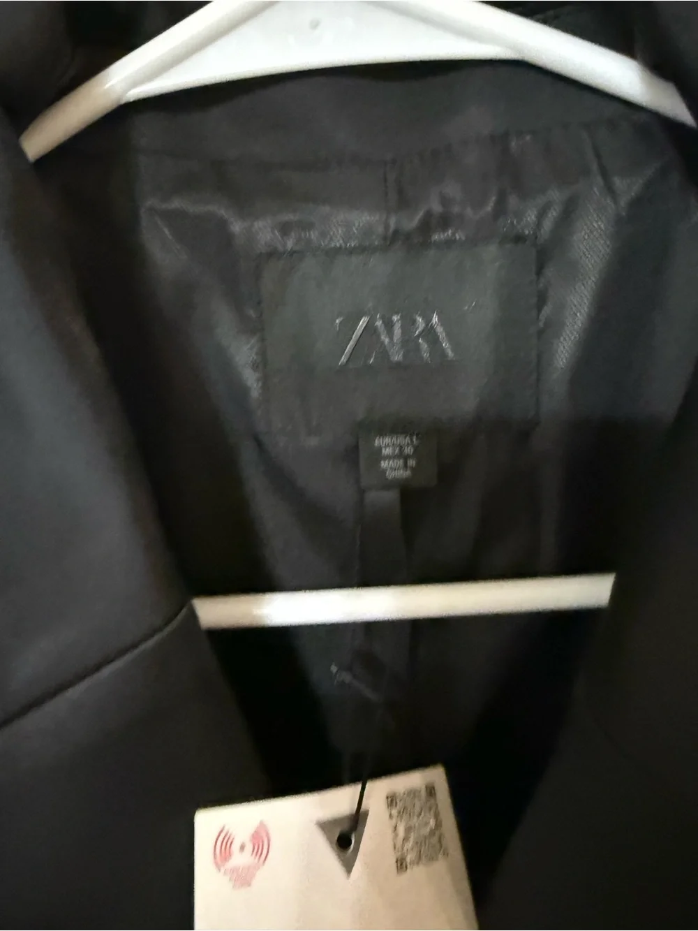 Zara Oversized Black Satin Structured Double Breasted Long Blazer Jacket NEW
